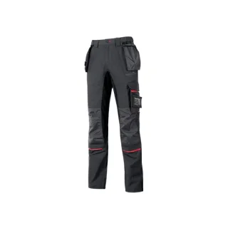 Upower Race Pantalon - Talla 44 - Multiples Bolsillos Desmontables, Refuerzos en Cordura, Detalles Reflectantes, Proteccion DPI1, Costuras Triples, Ajuste Ergonomico - Color Gris Meteorito