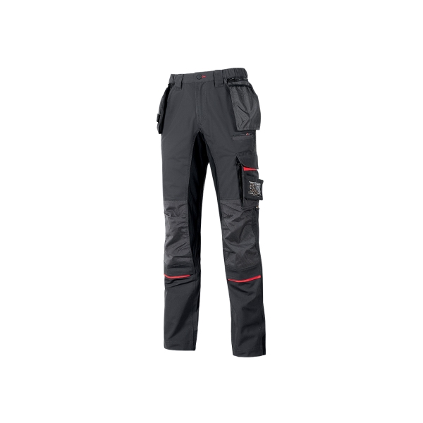 Upower Race Pantalon - Talla 44 - Multiples Bolsillos Desmontables, Refuerzos en Cordura, Detalles Reflectantes, Proteccion DPI1, Costuras Triples, Ajuste Ergonomico - Color Gris Meteorito