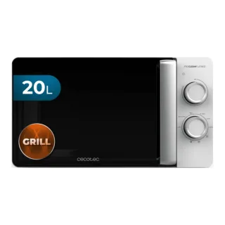 Cecotec Proclean 3110 Flatbed Microondas sin Plato - Potencia de 700W - Capacidad de 20L - Grill de 800W - Revestimiento Ceramico - Temporizador - Elegante - Color Negro