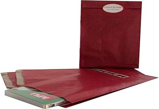 Apli Pack de 250 Sobres Kraft - Tamaño 24x43x7mm - Papel Kraft 50g/m² - Reutilizables y Reciclables - Color Rojo