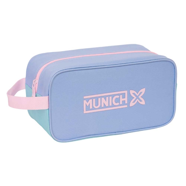 Safta Munich Mellow Zapatillero - Asa Lateral - Material Resistente - Facil de Limpiar - 29x15x14cm - Color Azul Claro