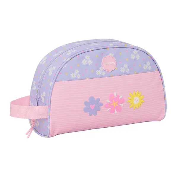 Safta Bouquet Neceser de 5L - Cremallera - Asa Lateral - Adapatable a Carro - Bolsillo Interior - 280x100x180mm - Color Rosa Pastel