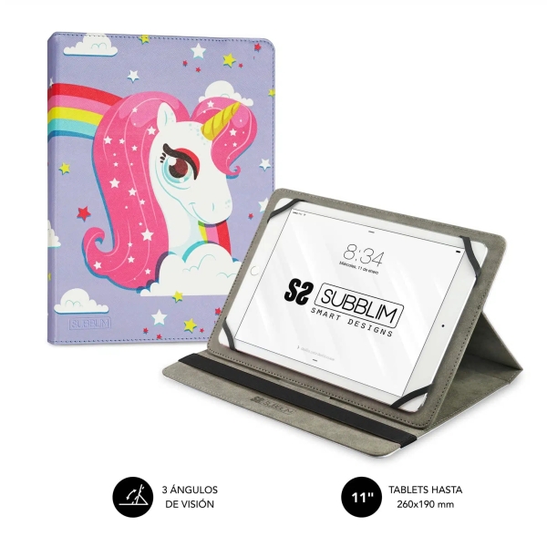 Subblim Funda Tablet Universal Trendy 9.6" a 11" - Posicion Stand con 2 Angulos de Vision - Soporte Antideslizante - Colores Varios