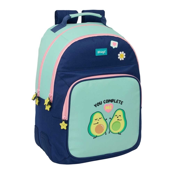 Safta Mr. Wonderful Estrella Mochila - Adaptable a Carro - Bolsillo Frontal - Portabotellas - Cremallera con Doble Tirador - Asa de Mano - Espalda Acolchada - 32x42x15cm - Color Turquesa Claro