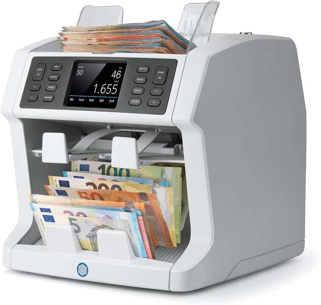 Safescan 2995-SX Contadora de Billetes - Procesamiento Avanzado de Efectivo - Clasificacion por Divisa, Estado y Falsificaciones - Funciones de Ahorro de Tiempo