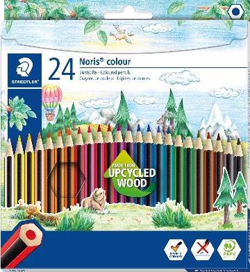 Staedtler Noris Colour 185 Pack de 24 Lapices Hexagonales de Colores - Fabricados en Wopex - Muy Resistentes - Madera de Fuentes Sostenibles - Colores Surtidos