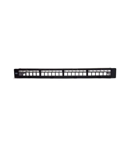 WP Patch Panel de 24 Puertos RJ45 CAT6 STP - 1U Keystone Modular - Color Negro