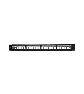 WP Patch Panel de 24 Puertos RJ45 CAT6 STP - 1U Keystone Modular - Color Negro