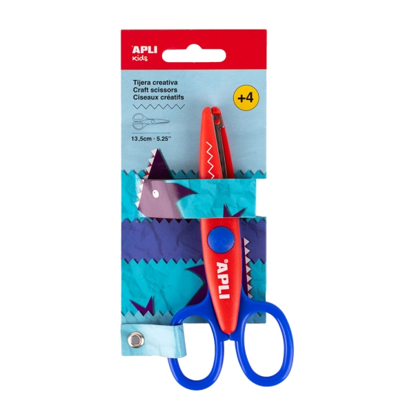 Apli Kids Tijera Escolar Creativa 13.5cm - Corte en Zig Zag - Color Rojo/Azul