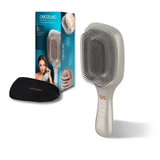 Cecotec HairCare Revitalize Champagne Cepillo Reparador - Microcorrientes EMS - Luz LED - Iones Negativos - Laser de Baja Potencia Lllt - Masaje por Vibracion - Color Blanco