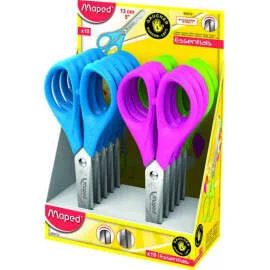 Maped Essentials Tijera Escolar Punta Redonda 13cm - Hojas de Acero Inoxidable - Mango de Plastico Simetrico - Colores Surtidos · Pack de 24 uds.