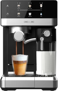 Cecotec Power Espresso 20 Touch & Cream Cafetera Espresso - Capacidad 1.8L - Presion 20bar - Deposito de Leche 500ml - Pantalla Tactil con Recetario - Color Negro