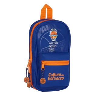 Safta Valencia Basket Plumier Mochila Vacio - Portatodos con Red - Cremallera Doble - Bolsillo Frontal - Asa Superior - Compacta y Ligera - Organizacion Interna - 120x50x230mm - Color Azul O