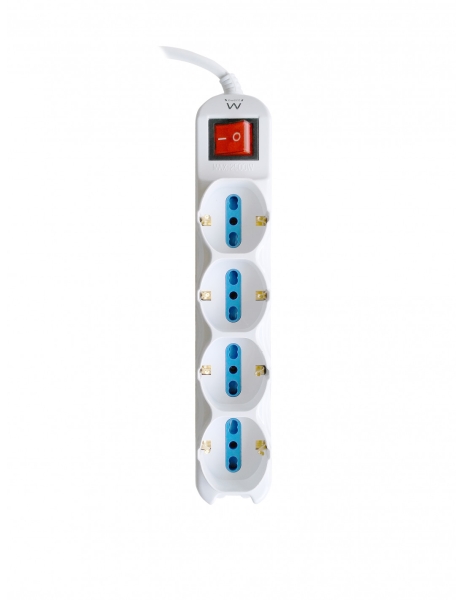 Ewent Regleta con 12 Tomas - 8 Tomas L + 4 Tomas L/F (Schuko) - Interruptor On/Off - Proteccion contra Sobretensiones - Proteccion Infantil - Cable de 1.5m - Color Blanco