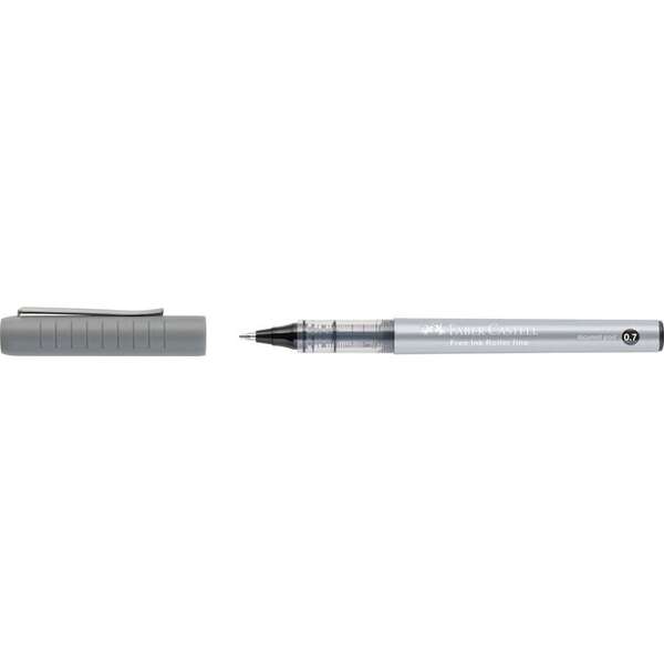 Faber-Castell Roller Free Ink Boligrafo de Tinta Liquida - Punta Conica 0,7mm - Ancho de Linea Fino - Clip de Metal - Color Negro