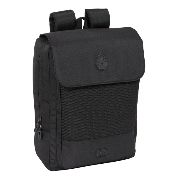 Safta Real Madrid Premium Mochila para Portatil hasta 13.3" - Conector USB - Rejilla Transpirable en la Espalda - Cinta para Maleta - Asa Superior - 13.6L - 290x120x390mm - Color Negro