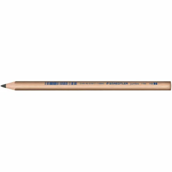 Staedtler Noris Natural 119 Jumbo Lapiz de Grafito Triangular HB 4mm - Madera Certificada FSC - Cuerpo de Color Madera Natural · Pack de 12 uds.