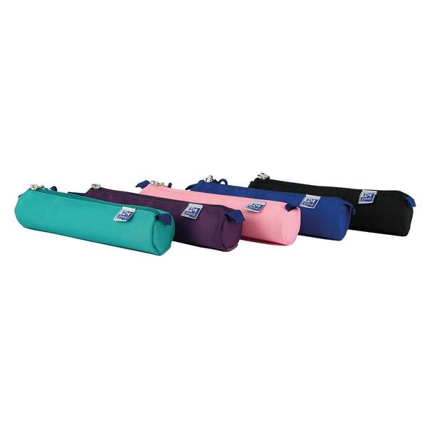 Oxford Kangoo Teens Estuche Redondo Pequeño - Goma Elastica para unirlo al Cuaderno - Colores Surtidos · Pack de 5 uds.