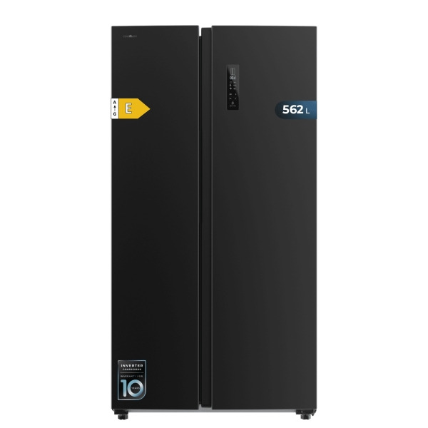 Cecotec Bolero CoolMarket SBS 562 Dark E Frigorifico Americano - Capacidad 562L - Luz LED - Compresor Inverter - Nofrost - Frio Envolvente - Silencioso - Clase E - 91.2x70.4x177cm - Color Ne