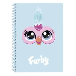 Safta Furby Libreta Espiral - Formato Cuarto - 80 Hojas Cuadriculas de 80g/m2 - Tapas Duras Glasofonadas - Espiral Metalico 42 Agujeros - 155x10x220mm - Color Azul Claro