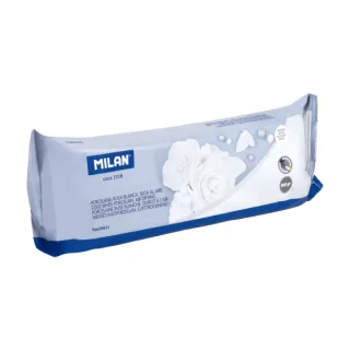Milan Pasta para Modelar de Aspecto Porcelana - Seca al Aire - 500g - Facil de Moldear - Color Blanco