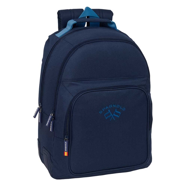 Safta Spagnolo Mochila - Adaptable a Carro - Bolsillo Frontal - Portabotellas - Cremallera con Doble Tirador - Asa de Mano - Hombreras y Espalda Acolchada - 32x42x15cm - Color Azul Noche