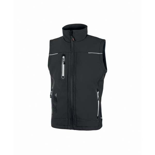 Upower Universe Chaleco Softshell Impermeable - Talla 2XL - Transpirable, Resistente al Viento, Forro Micropolar, Bolsillo Free Sound, Detalles Reflectantes, Proteccion DPI1 - Color Gris Asf