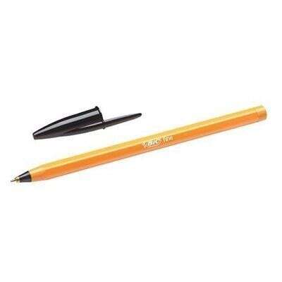 Bic Orange Original Fine Boligrafo de Bola - Punta Redonda de 0.8mm - Trazo de 0.30mm - Tinta con Base de Aceite - Cuerpo Naranja - Color Negro · Pack de 20 uds.