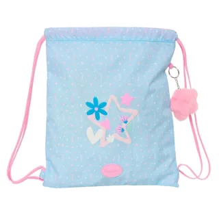 Safta Blackfit8 Smile Saco Plano - Bolsillo con Cremallera - Cierre con Cordones - 5L - Material Compacto - Uso Diario y Deportivo - 350x10x400mm - Color Azul Claro