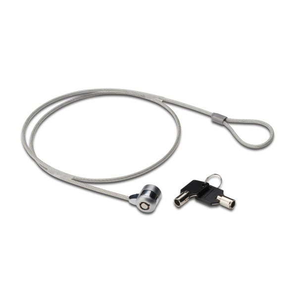 Ewent Cable de Seguridad para Portatil con Llave - 2 Llaves - Cable de Acero - 1.5m de Longitud - Color Acero