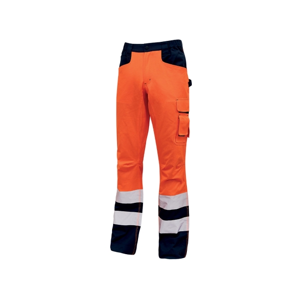 Upower Light Pantalon de Trabajo con Multiples Bolsillos - Talla 2XL - Eslinga para Martillo, Cintura Elastica, Rodillas Preformadas, Detalles Reflectantes, Proteccion DPI2 - Color Naranja F