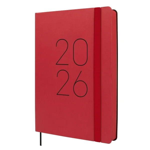 Finocam Flexi Lisa Agenda en Catalan - Anual 2026 - Tapa Blanda - Formato FA5 - 151x23x214mm - 1 Dia por Pagina - Color Rojo
