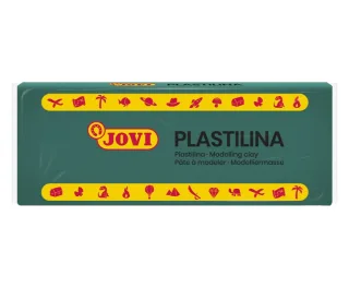Jovi Caja de 15 Pastillas de Plastilina 150gr - Pasta Vegetal - No Se Seca - sin Gluten - Inocua - Facil de Moldear - Ideal para Figuras Voluminosas - Color Verde Oscuro