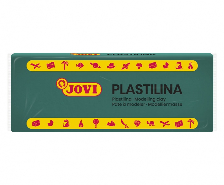 Jovi Caja de 15 Pastillas de Plastilina 150gr - Pasta Vegetal - No Se Seca - sin Gluten - Inocua - Facil de Moldear - Ideal para Figuras Voluminosas - Color Verde Oscuro