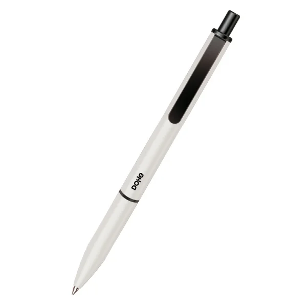 Dohe Elegance Pack de 4 Boligrafos - Punta Fina de 0,5mm - Fabricados en Aluminio - Tacto Soft - Color Blanco