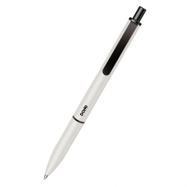 Dohe Elegance Pack de 4 Boligrafos - Punta Fina de 0,5mm - Fabricados en Aluminio - Tacto Soft - Color Blanco
