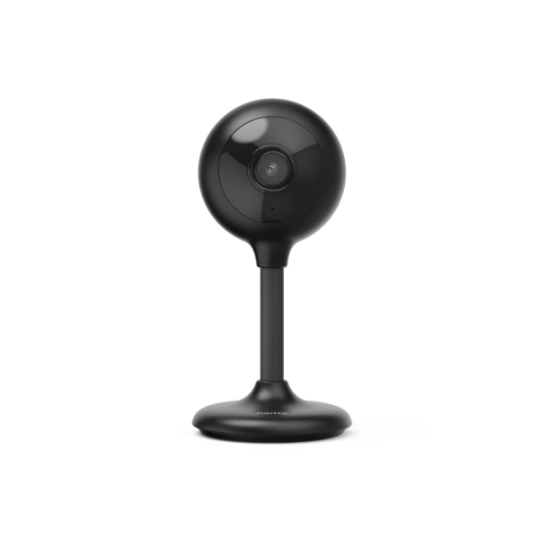 Hama Camara de Vigilancia Inteligente con Microfono - Vision Nocturna - Cable 1m - Luz LED - Ideal para Mascotas - Asistente de Voz - WiFi - 2.4GHz - Full HD - Color Negro