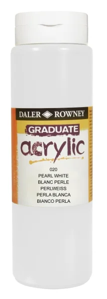 Daler Rowney Graduate Pintura Acrilica - Botella de Plastico - 500ml - Color Blanco Perla