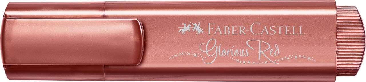 Faber-Castell Textliner 46 Metallic Marcador Fluorescente - Punta Biselada - Trazo entre 1mm y 5mm - Tinta con Base de Agua - Color Rojo Metalico · Pack de 10 uds.