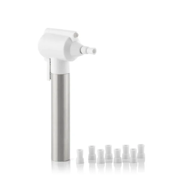 Innovagoods Pearlsher Blanqueador y Pulidor Dental Inalambrico - Luz LED - Acero Inoxidable - Multifuncion - Facil Limpieza - Cabezal Rotatorio - 9 Puntas de Goma - 6.5x13x2.5cm - Color Blanco