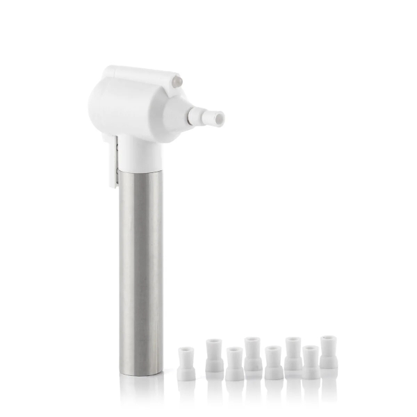 Innovagoods Pearlsher Blanqueador y Pulidor Dental Inalambrico - Luz LED - Acero Inoxidable - Multifuncion - Facil Limpieza - Cabezal Rotatorio - 9 Puntas de Goma - 6.5x13x2.5cm - Color Blan