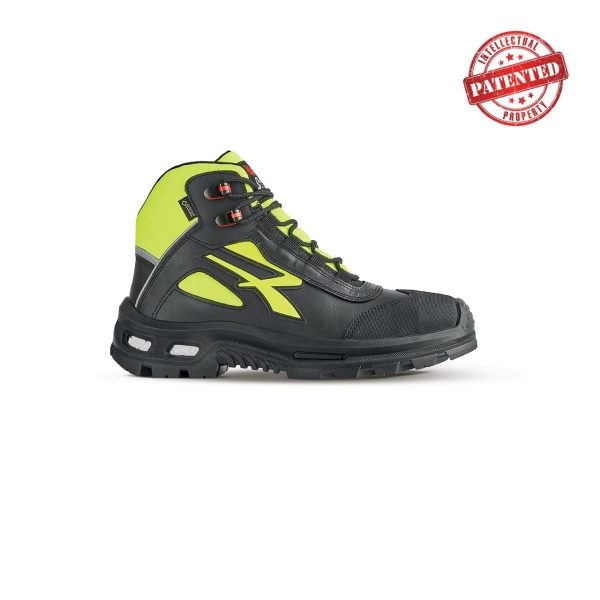 Upower Mind S 3 Zapato de Seguridad Alto - Talla 35 - Cuero de Grano Suave, Puntera en Compuesto, Forro Gore-Tex, Suela Infinergy, Proteccion S7S CI FO SR - Color Gris/Amarillo