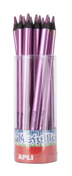 Apli Jumbo Metallic Lapiz Triangular de Color - 5mm de Grosor - Ideal para Mejor Sujecion - Mayor Cobertura en un Solo Trazo - Color Lila Metalizado · Pack de 18 uds.