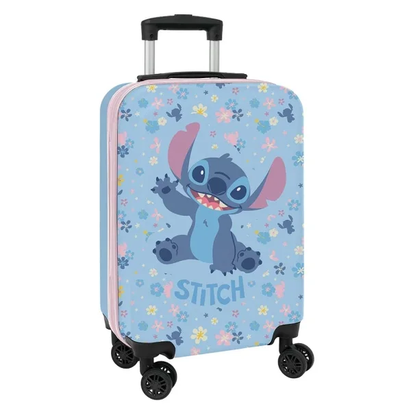 Safta Stitch Happy Maleta Trolley de Cabina 20” - Cierre con Candado - Bolsillo de Red - Panel con Cremallera - Cintas con PVC - Asa de PVC Flexible - 40.1 L - 345x200x550mm - Color Azul