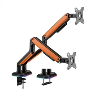 Aisens Soporte de Mesa Profesional Gaming RGB - Giratorio e Inclinable - Acero de Alta Resistencia - Iluminacion Ambiental - Compatible Vesa - Carga Maxima 9Kg - Sistema de Pasacables - Colo