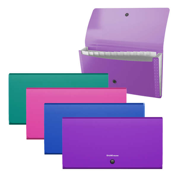 Erichkrause Clasificadores Matt Vivid - 12 Fundas - Tamaño Cheque - Colores Surtidos · Pack de 4 uds.