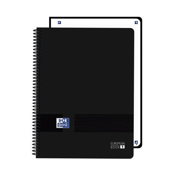 Oxford Live and Go Cuaderno de Espiral - Formato A4+ - 80 Hojas - Cuadricula 5x5mm - Tapa de Plastico - Digitalizacion de Textos con App - Color Negro
