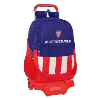 Safta Atletico de Madrid Mochila con Carro - Portabotellas - 2 Compartimentos - Tirador Doble - Hombreras Ergonomicas - Espalda Acolchada - Mochila Extraible - 320x160x440mm - Color Azul Mar