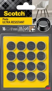 Scotch Pack de 16 Almohadillas de Fieltro Adhesivas - Ultra Resistentes - Diametro de 17mm - Color Blanco/Gris