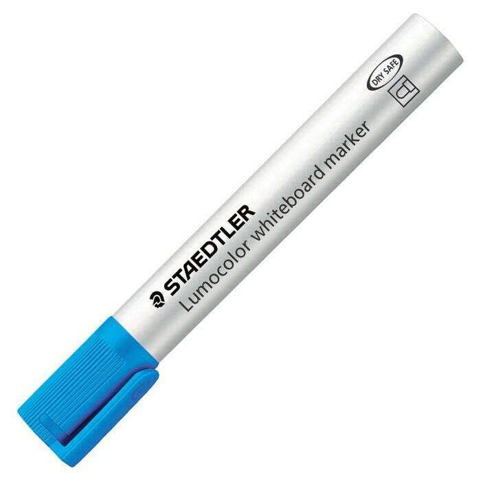 Staedtler Lumocolor 351 Rotulador para Pizarra - Punta Redonda - Trazo 2mm - Capuchon con Clip - Color Azul Claro · Pack de 10 uds.